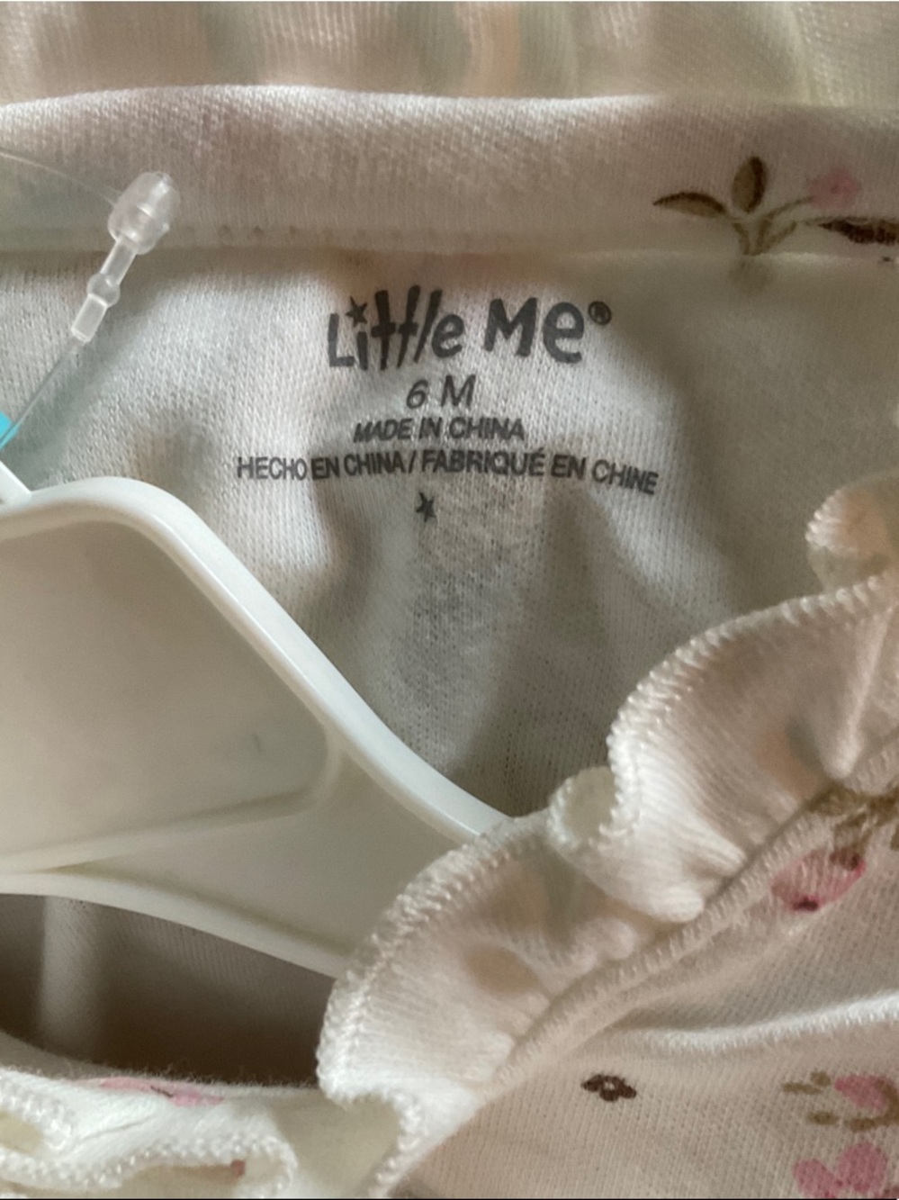 Cream Floral Baby One-Piece Footed Pajamas with Hat NWT - Picture 4 of 6